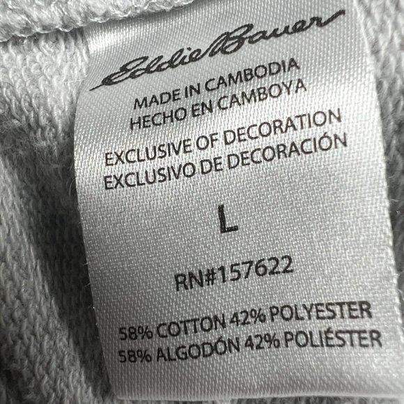 Eddie Bauer Lounge Pants Men's Large Light Heather Gray Zip Pockets Mid Rise - Picture 11 of 15